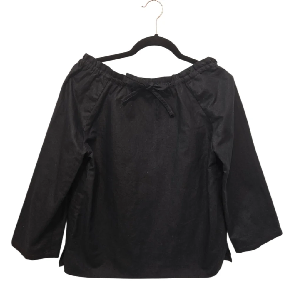 A.P.C. Black Cotton Linen Gathered Peasant Top Size Small - Picture 10 of 11